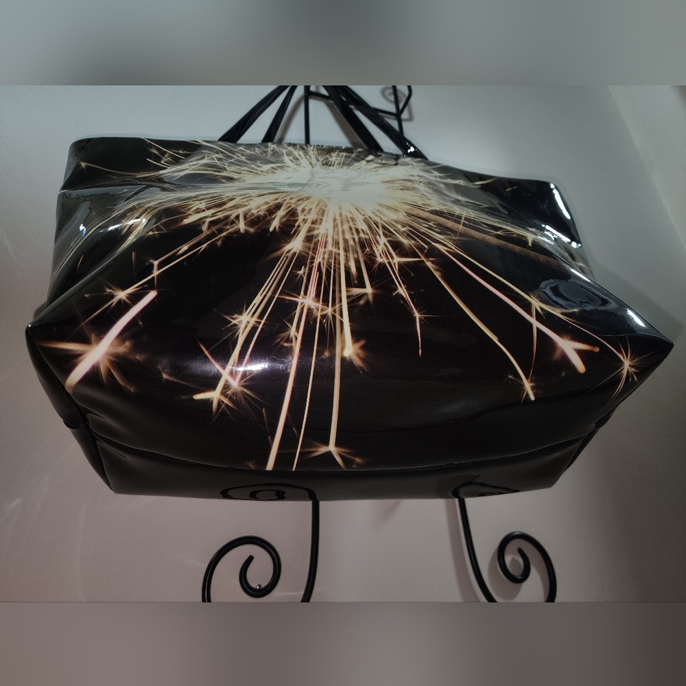 Kate Spade New York "Let Sparkles Fly" Black Fireworks Large Tote Purse - Picture 4 of 10